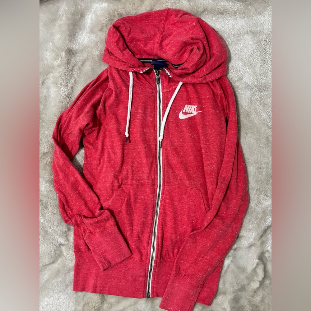 Nike Pink Heathered Hoodie with White Accents